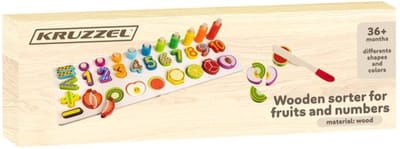 Kleurrijke houten cijfers sorteer - leerpuzzel- fruit voor het snijden op magneet - spelen en leren - educatief - Montessori speelgoed - Muziekland - Verjaardagscadeautje