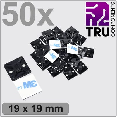 TRU COMPONENTS T24CA066 Bevestigingssokkel Zelfklevend, Schroefbaar TC-12888536 4-voudige invoeging Zwart 50 stuk(s)