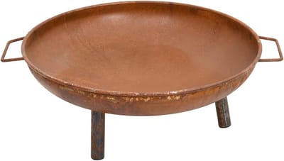 Vuurschaal Staal - Buitenhaard Terras - Sfeerverwarming Tuin - Grote Kom Capaciteit - 67.5 x 58 x 22.5cm - Rustiek Bruin