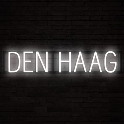 DEN HAAG - Lichtreclame Neon LED bord verlicht | SpellBrite | 78,31 x 16 cm | 6 Dimstanden & 8 Lichtanimaties | Reclamebord neon verlichting