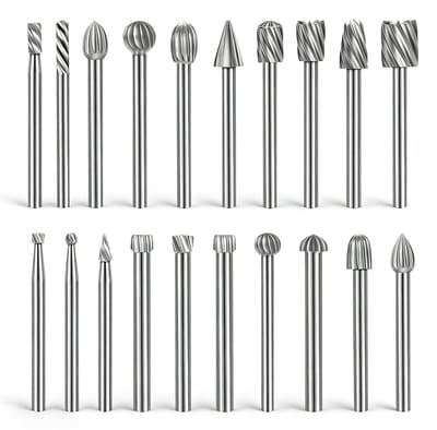20-delige Carbide Freespen Set, Tungsten Carbide Roterende Snijder voor Houtbewerking, Graveren en Metalen Polijsten, Ideaal voor DIY Projecten en Letteren