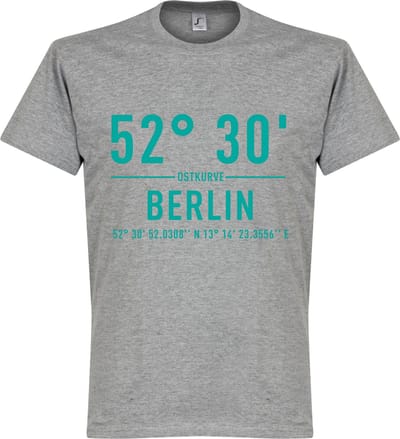 Hertha BSC Olympiastadion Coördinaten T-Shirt - Grijs - XXXL
