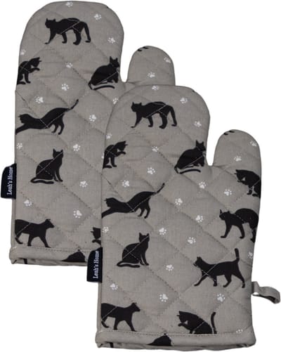 Ovenwanten - 2 Stuks - Comfort Grip - Machine wasbaar - Cadeau voor haar - Kat - Poes-Kado voor moeder