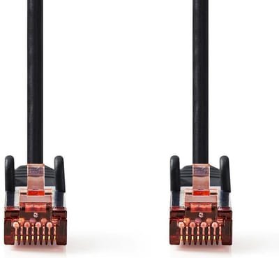 CAT6 Netwerkkabel - RJ45 Male - RJ45 Male - S/FTP - 15.0 m - Rond - LSZH - Zwart - Polybag