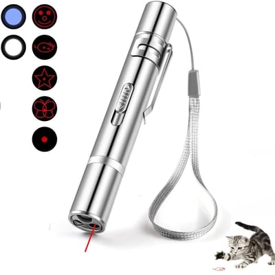 Kattenspeeltjes - Laserpen Voor Kat - Katten Speeltjes - Kattenspeelgoed - Laserpointer - Laserlampje - Laserpen - Usb Oplaadbare Laserpen - Rode Laser - Laser Dierenspeelgoed - 7 Verschillende Standen - Met Mini Zaklampje, Uv Licht En Figuurtjes
