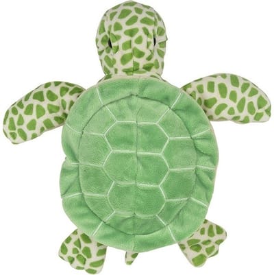 Nature Planet Zeeschildpad Handpop - groen - pluche - handpop knuffel - 24 cm