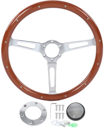 Klassiek Houten Stuurwiel - Retro Design - Diameter 380 mm