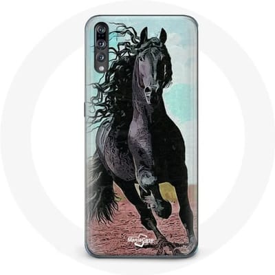 Coque - Huawei - P20 - Souple - Noir - Cheval Frisonne noir