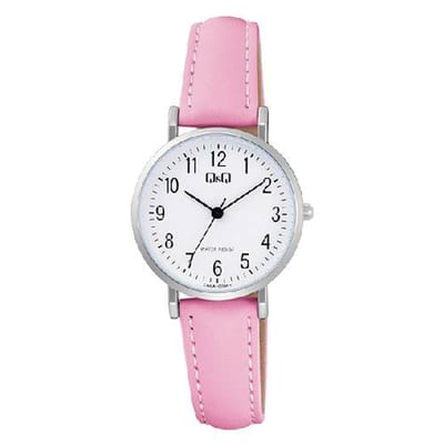 Q&Q-dameshorloge-roze-model c66a-009-zilverkleurig-3 atm waterdicht-duidelijke wijzerplaat-diameter 28 mm