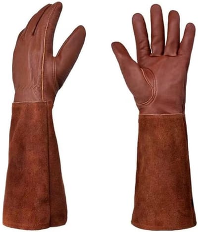 Daity Tuinhandschoenen - werkhandschoenen-Doornbestendige snoeihandschoenen met lange onderarm -tuingereedschap (1 paar，bruin)