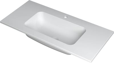 INK® Faktor wastafel polystone midden met 1 kraangat, 100x45x1,5cm, mat wit