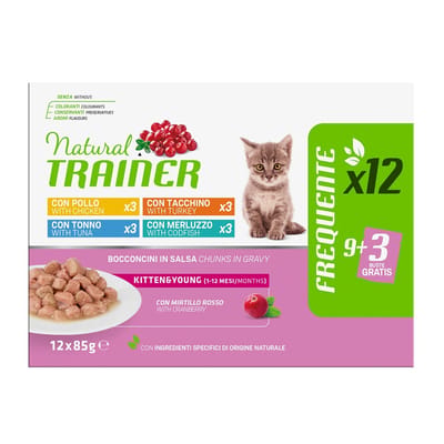Natural Trainer Kitten & Young natvoer voor kittens - 12 x 85 g Mixpakket (4 Soorten)