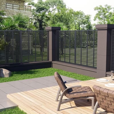 Decoratieve Schutting - Tuinhek Paneel - Buiten Afscheiding - Rot- en Roestbestendig - 180x180 cm - Grijs