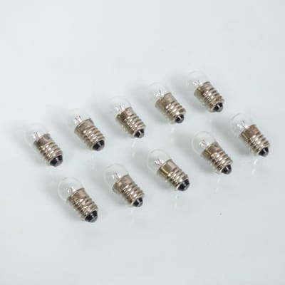 Boite de 10 petites ampoules à vis E10 2.5V 300mA 0.75W pour lampe de poche