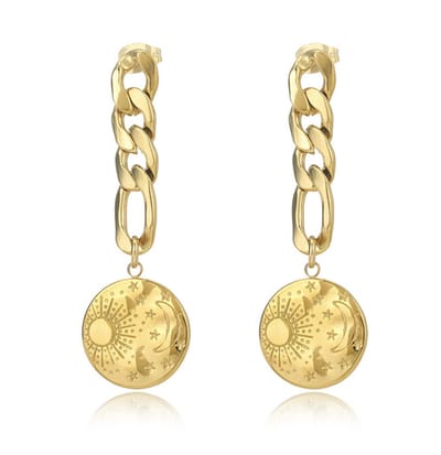 ASTRADAVI 18K Vergulde Sieraden - Oorbellen - Dangle Oorringen - Zon Maan en Sterren Dangle Oorbellen - Cadeau Idee