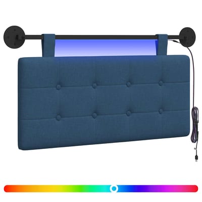 vidaXL - Hangend - hoofdbord - Met - LED-verlichting - Blauw - Stof