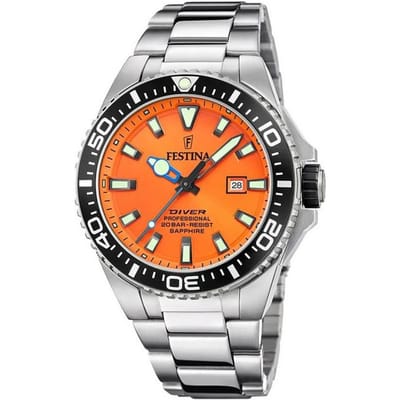 Festina F20663/4 Heren Horloge - Mineraalglas - Roestvrijstaal/Staal - Zilverkleurig - Ø 45.5 mm - Quartz - Vouw/Vlindersluiting - 20 ATM (duiken)