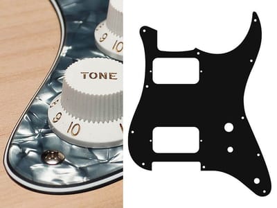 Boston ST-431-PB pickguard, Stallion, HH, 2 pot holes, toggle switch, 4 ply, pearl black