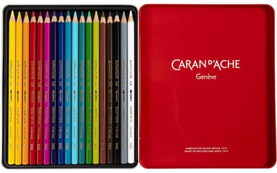 CARAN D’ACHE Supracolor II aquarelpotloden, L: 17 cm, vulling 3.8 mm, diverse kleuren, 18 stuk