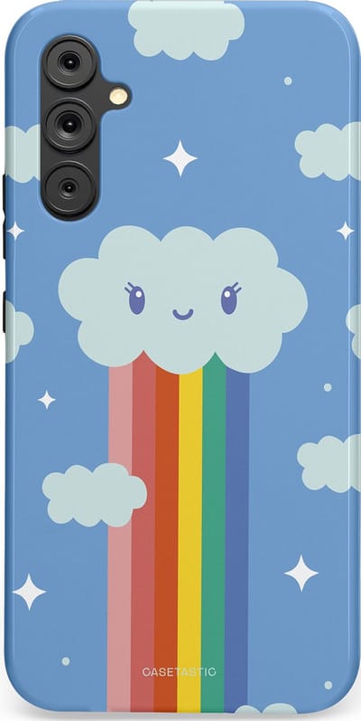 Casetastic Hoesje Geschikt voor Samsung A34 (5G) - Stijlvolle Beschermende Duo-layer Case - Regenboogwolkje