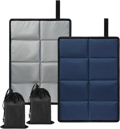 Set van 2 Vouwbare Zitkussens voor Buiten - Grijs Blauw, Waterdicht, Thermisch, Machinewasbaar, Ideaal voor Kamperen, Picknicks en Vissen
