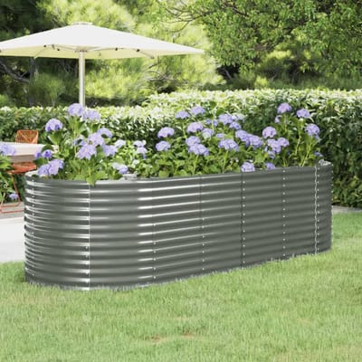vidaXL - Plantenbak - 249x100x68 - cm - gegalvaniseerd - staal - grijs