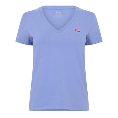 Levis Dames Perfect Logo V-hals T-shirt (Blauw)