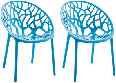 CLP Hope 2er Set stapelbare Tuinstoelen - Weerbestendig & UV-bestendig - Kunststof Stoelen met Armleuningen - Modern Design - blauw