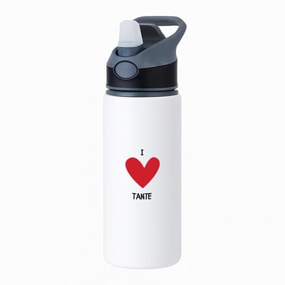 Hacebo® - ik hou van mijn tante waterfles met rietje zwart - Tante - De liefste tante - Cadeau voor je tante - familie - hartje - love - water fles - 650ML