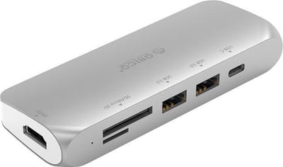 Orico USB-C Hub 4K HDMI, PD, 2x USB 3.0 - Aluminium - Zilver