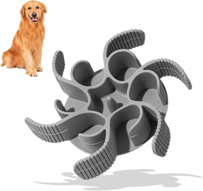 Famanu – Anti-schrokbak - verstelbare langzame voerbak - antislip anti-schrokbak - siliconenmateriaal - met zuignap - vertraagt de eetsnelheid van je hond (grijs