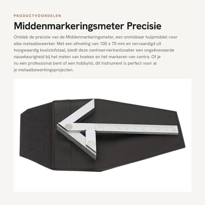 Dailygoods- Middenmarkeringsmeter Hoge Nauwkeurigheid - Hoekmeter - Koolstofstaal - Verchroomd - Precisie - 100 x 70 mm