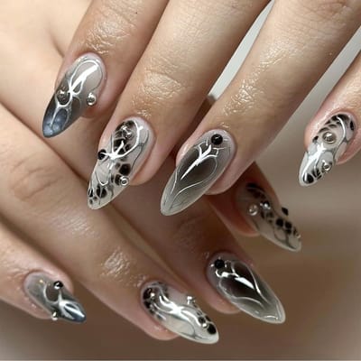Inovra- Kunstnagels Amandelvormig - 24 Stuks - Plaknagels - Zelfklevende Nagels - Kunstnagels met Lijm - Inclusief Mini-Vijl - Press-on Nagels