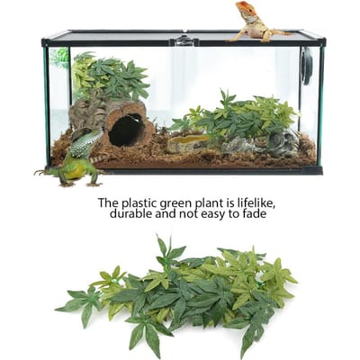 Groene Kunstplant Nepbladeren Aquarium Vissenkom Reptielen Terrarium Ornamenten Decor Type 1 black