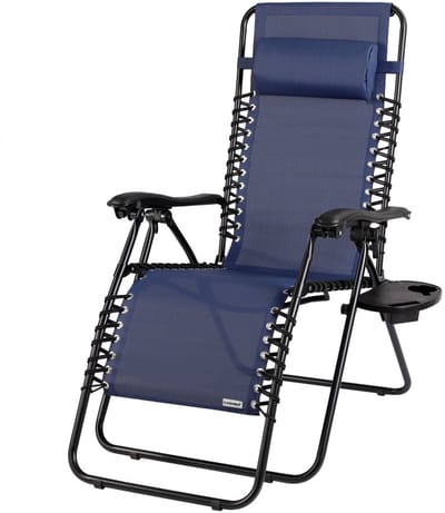 Ligstoel tuin - Ligbed - 175x67x108 cm - Donkerblauw - Inklapbaar en verstelbaar