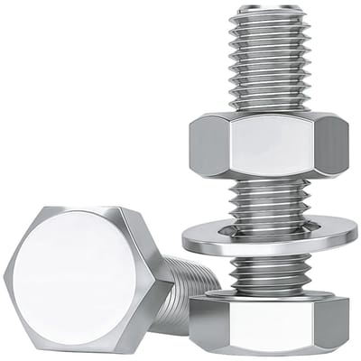 Set van zeskantschroeven M10x30mm, bouten en moeren met ringen, roestvrij staal A2 (V2A) schroef- en moerenset M10, 10 stuks, DIN933 / DIN934 / DIN125