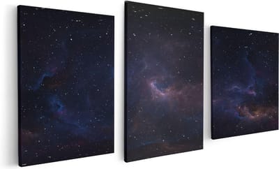 Artaza Canvas Schilderij Drieluik Ruimte met Sterren - Heelal - 120x60 - Foto Op Canvas - Canvas Print