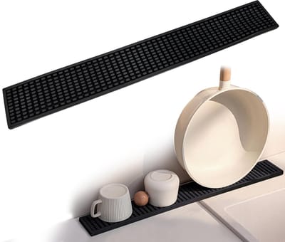 Store_8 - Afdruipmat - Siliconen afdruipmat - Ruimtebesparend - Zwart - Antislip - Voor servies en glazen - 60 x 8 cm