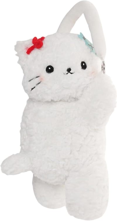 Pluche Doekhouder - Zakdoek Dispenser - Auto Interieur - Schattig Kat Design - 23 x 34 cm - Grijs