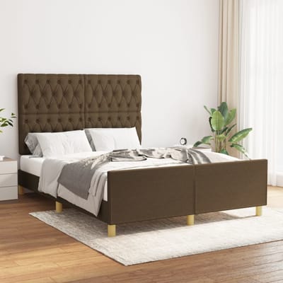 vidaXL - Bedframe - zonder - matras - stof - donkerbruin - 140x200 - cm