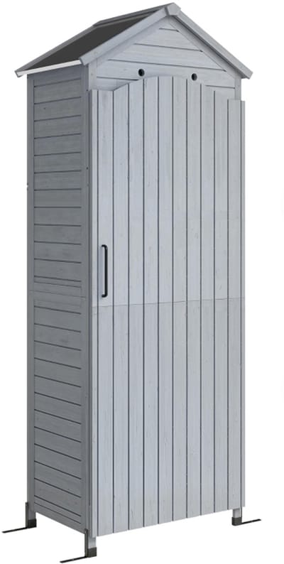 Clruro Tuinhuis - met deuren en reliëffront - Gegalvaniseerd staal + Hout - Houtkleur