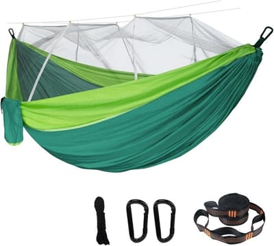 Dubbele Hangmat - Kampeerhangmat Buiten - Ontspannen in Natuur - Snel Op te Zetten - 300x200cm - Groen