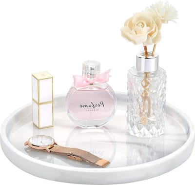 Emibele Vanity Tray - Decoratieve opslag organizer voor badkamer, toilet tank, slaapkamer - Marmer Wit - Kaars, lotion fles, cosmetica