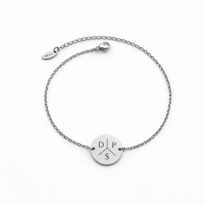 Munt Armband met 3 Initialen Zilver