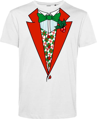 T-shirt kind Kerst Smoking | Foute Kersttrui Dames Heren | Kerstcadeau | Kerstpakket | Wit | maat 68