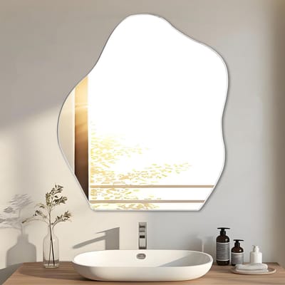 Dailygoods- Wandspiegel HD-glas 47,7 x 38 cm - Frameloze Spiegel - Zelfklevende Plakspiegel - Badkamerspiegel - Luxe Uitstraling - Hoogglans Gepolijste Randen