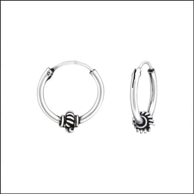 Aramat Jewels | Oorringen | 925 Zilveren Bali Oorringen Geoxideerd - Etnisch Design | 12mm / Renesse | |2mm | Zilver | Kinderen, Volwassenen | Verkleurd niet