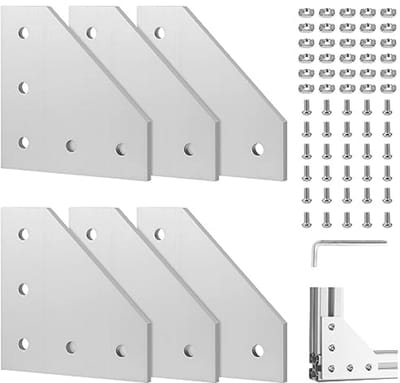Hoekbeugels en Verbindingsplaten voor Aluminium Profielen 30 x 30 - Set van 6