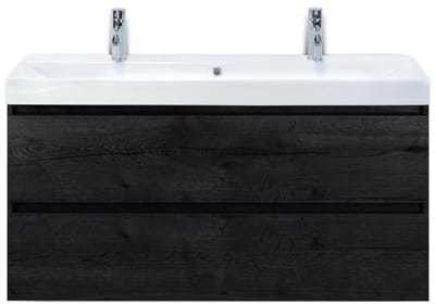 Maxx XL Badmeubelset 120 cm - Black Oak - Wastafel Just Enkel 2 Kraangaten
