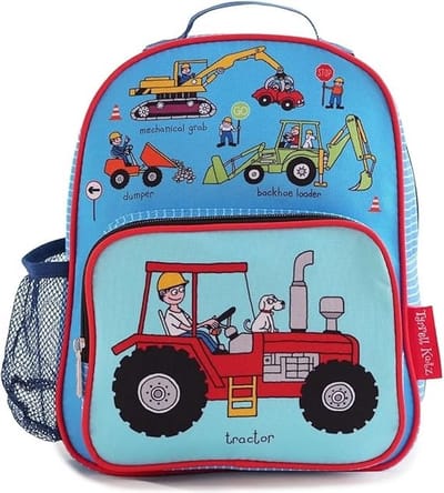 Tractor werkvoertuigen kleuter kinder rugzak rugtas 24 x 30 x 11 cm - Tyrrell Katz
